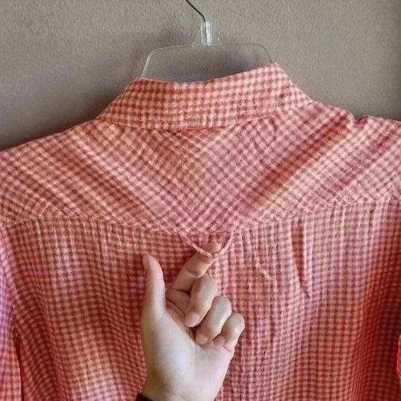 C & C California Women's Shirt Size S/P Orange/White Pockets Long Sleeve VTG - Picture 8 of 10